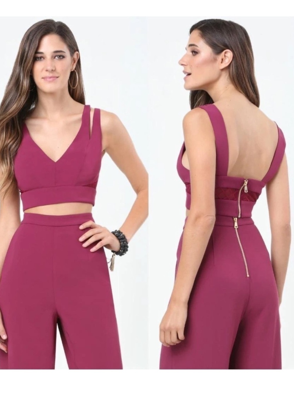 Bebe x Naven purple diamond mesh panel crop top